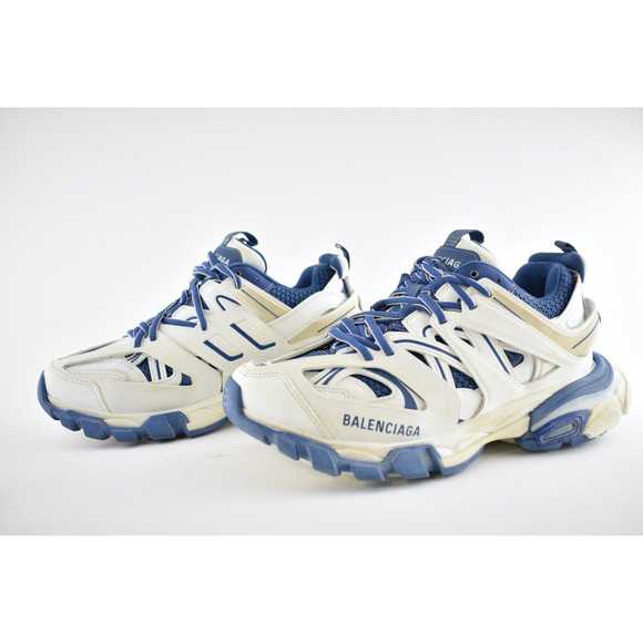 Balenciaga Track Sneaker Blue White Distressed Worn Out Platform Flat Trainer 40 - Picture 9 of 12